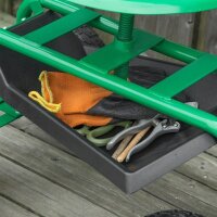 Gartenwagen mit Rollsitz bis 150 kg mit Ablage Korb für kleine Gartengeräte Werkstattwagen fahrbar Gartensitz Richtung steuerbar Sitzhöhe 46-59 cm höhenverstellbar Metall Gummi Grün