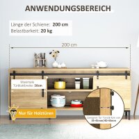 200 cm Schiebetür Komplettset Schiebetürsystem mit Bodenführung, Schiebetür Laufschiene, Laufrollen Schiebetürbeschlag aus Kohlenstoffstahl für Doppelschiebetür