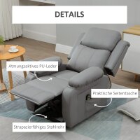 Elektrischer Aufsteh-Sessel, Fernbedienung, Kunstleder-Bezug, Polstersessel mit Aufsteh-Funktion, Grau