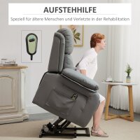 Elektrischer Aufsteh-Sessel, Fernbedienung, Kunstleder-Bezug, Polstersessel mit Aufsteh-Funktion, Grau