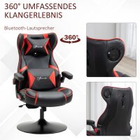 Gamingsessel, Gamingstuhl, integrierte Lautsprecher, neigbare Rücklehne, schwarz+rot, 69 x 73 x 118cm