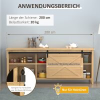 200 cm Schiebetür Komplettset Schiebetürbeschlag mit Bodenführung, Schiebetür Laufschiene, Laufrollen Schiebetürsystem für Einzelholzschiebetür