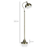 Stehleuchte im Vintage-Design, verstellbarer Winkel, Messing-Look, 42 cm x 25,5 cm x 152 cm, Bronze