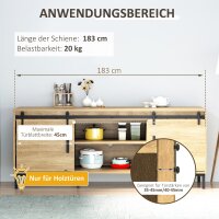 183 cm Schiebetür Komplettset Schiebetürsystem mit Bodenführung, Schiebetür Laufschiene, Laufrollen Schiebetürbeschlag aus Kohlenstoffstahl für Doppelschiebetür
