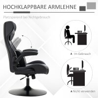 Gaming-Stuhl, höhenverstellbar & drehbar, Kunstleder-Bezug, klappbare Armlehnen, Schwarz+Grau