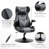 Gaming-Stuhl, höhenverstellbar & drehbar, Kunstleder-Bezug, klappbare Armlehnen, Schwarz+Grau