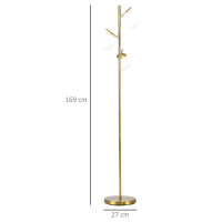 Stehleuchte im Retro-Design, Stehlampe, Stehlampe mit 3 Lampenschirmen, Glas, Gold