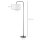 Stehlampe mit Fußschalter, Bodenlampe mit Stoffschirm, Stahl, Weiß