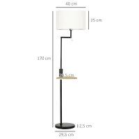 Stehleuchte inkl. Regal, Standleuchte, Kettenzug, E 27, 40 W, Bambus, Natur + Schwarz