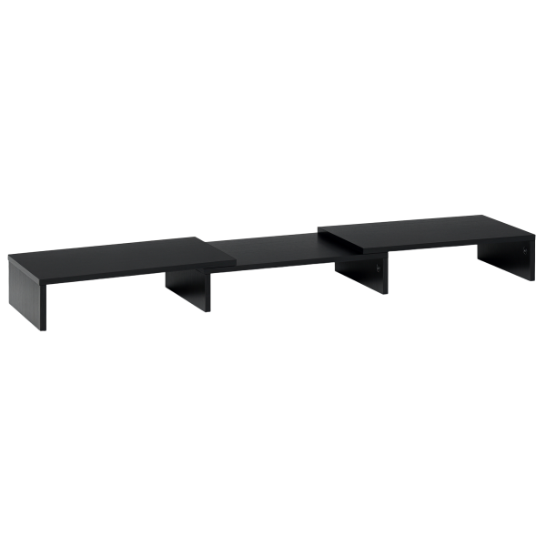 Monitorständer Monitor Stand Dual Bildschirmerhöhung Verstellbare Länge und Schwenkwinkel Bildschirmständer für PC Notebook Laptop Drucker 80-117 x 23,5 x 10 cm Schwarz