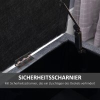 Sitzbank mit Stauraum Polsterbank mit Leinenoptik, Sitztruhe mit Holzbeine, Truhenbank für Wohnzimmer Schlafzimmer Flur 100 x 40 x 44 cm Dunkelgrau