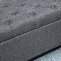 Sitzbank mit Stauraum Polsterbank mit Leinenoptik, Sitztruhe mit Holzbeine, Truhenbank für Wohnzimmer Schlafzimmer Flur 100 x 40 x 44 cm Dunkelgrau