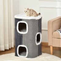 Kratztonne für Katzen Katzenkratzbaum 3 Ebenen...
