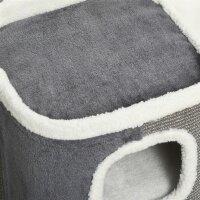 Kratztonne für Katzen Katzenkratzbaum 3 Ebenen Katzenbaum Kletterbaum für Katzen Katzenmöbel Spanplatte samtartiges Polyester Sisal Grau+Weiß 40 x 40 x 74 cm