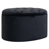 Sitzbank mit Stauraum Polsterbank mit Samtoptik, Sitztruhe Ovale Form, Truhenbank für Wohnzimmer Schlafzimmer Flur 71 x 52 x 42 cm, Schwarz