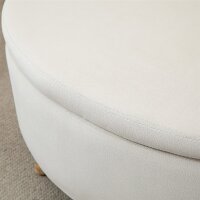 Sitzbank mit Stauraum, Hocker, ovale Form, Samtoptik, bis 120 kg, 71 x 51,5 x 42 cm, Beige