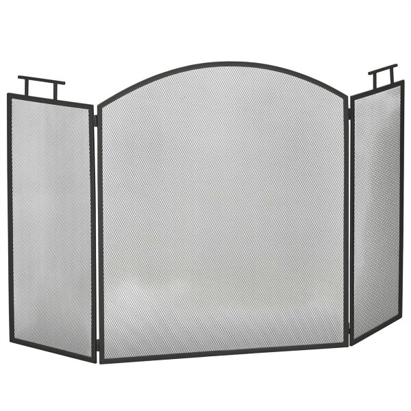 Funkenschutzgitter Faltbare Kaminschutzgitter Kamin Funkenschutz Feuerschirm Kaminfunkenschutz Ofenschutzgitter Metall 110 x 24 x 76,5 cm Schwarz