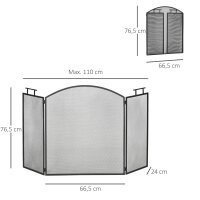 Funkenschutzgitter Faltbare Kaminschutzgitter Kamin Funkenschutz Feuerschirm Kaminfunkenschutz Ofenschutzgitter Metall 110 x 24 x 76,5 cm Schwarz