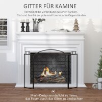 Funkenschutzgitter Faltbare Kaminschutzgitter Kamin Funkenschutz Feuerschirm Kaminfunkenschutz Ofenschutzgitter Metall 110 x 24 x 76,5 cm Schwarz