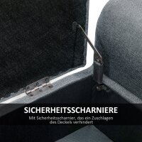 Sitzbank mit Stauraum, Polsterbank, belastbar bis 130 kg, Leinenoptik, Kautschukholz, 116 x 44 x 58 cm, Hellgrau