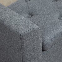 Sitzbank mit Stauraum, Polsterbank, belastbar bis 130 kg, Leinenoptik, Kautschukholz, 116 x 44 x 58 cm, Hellgrau