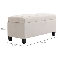 Sitzbank mit Stauraum Polsterbank mit Leinenoptik, Sitztruhe mit Holzbeine, Truhenbank für Wohnzimmer Schlafzimmer Flur 100 x 40 x 44 cm Cremeweiß