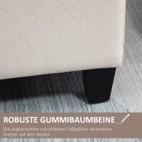 Sitzbank mit Stauraum Polsterbank mit Leinenoptik, Sitztruhe mit Holzbeine, Truhenbank für Wohnzimmer Schlafzimmer Flur 100 x 40 x 44 cm Cremeweiß