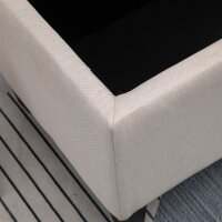 Sitzbank mit Stauraum Polsterbank mit Leinenoptik, Sitztruhe mit Holzbeine, Truhenbank für Wohnzimmer Schlafzimmer Flur 100 x 40 x 44 cm Cremeweiß