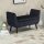 Sitzbank mit Stauraum Armlehnen Polsterbank mit Samtoptik, Sitztruhe mit Holzbeine, Truhenbank für Wohnzimmer Schlafzimmer Flur 107 x 42 x 65 cm, Schwarz