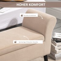Polsterbank mit Stauraum, Truhenbank mit Armlehnen, 46 cm Sitzhöhe, samtartiges Polyester, 111,5 x 41 x 65 cm, Beige