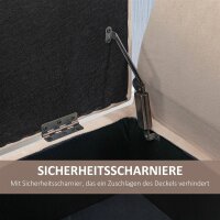 Polsterbank mit Stauraum, Truhenbank mit Armlehnen, 46 cm Sitzhöhe, samtartiges Polyester, 111,5 x 41 x 65 cm, Beige