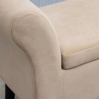Polsterbank mit Stauraum, Truhenbank mit Armlehnen, 46 cm Sitzhöhe, samtartiges Polyester, 111,5 x 41 x 65 cm, Beige