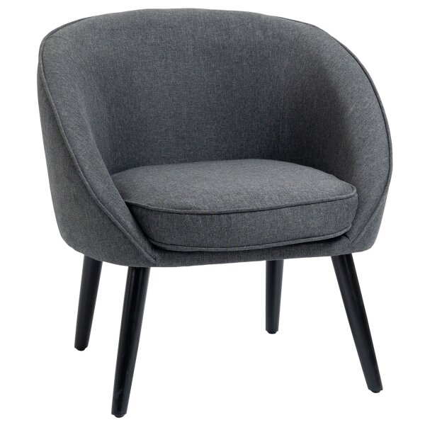 Loungesessel Cocktailsessel bis 150 kg, Leinen-Optik Holz Grau 71 x 65 x 75 cm