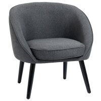 Loungesessel Cocktailsessel bis 150 kg, Leinen-Optik Holz...