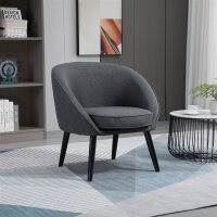 Loungesessel Cocktailsessel bis 150 kg, Leinen-Optik Holz...