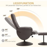 2-teiliges Sessel-Set, Sessel mit Fußhocker, Relaxsessel mit Fußhocker, höhenverstellbar, neigbare Rückenlehne, Braun