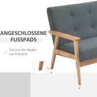 Sofa 2 Sitzer, 115 cm Couch mit Armlehnen, Rückenlehne, Kleine Polstersofa mit Leinenoptik, Holzbeine, Gepolstert Loungesofa für Wohnzimmer, Schlafzimmer, Dunkelgrau