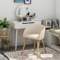 2er-Set gepolsterte Stühle, skandinavisches Design, Polsterstühle mit Holzbeinen, rutschfeste Pads, 150 kg Belastbarkeit, Beige