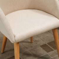 2er-Set gepolsterte Stühle, skandinavisches Design, Polsterstühle mit Holzbeinen, rutschfeste Pads, 150 kg Belastbarkeit, Beige