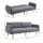 Schlafsofa, 2-Sitzer Stoffsofa, Sofa mit Schlaffunktion, leinenartiges Polyester, Kautschukholz, 173 x 75 x 73 cm, Grau