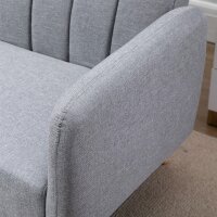Schlafsofa, 2-Sitzer Stoffsofa, Sofa mit Schlaffunktion, leinenartiges Polyester, Kautschukholz, 173 x 75 x 73 cm, Grau