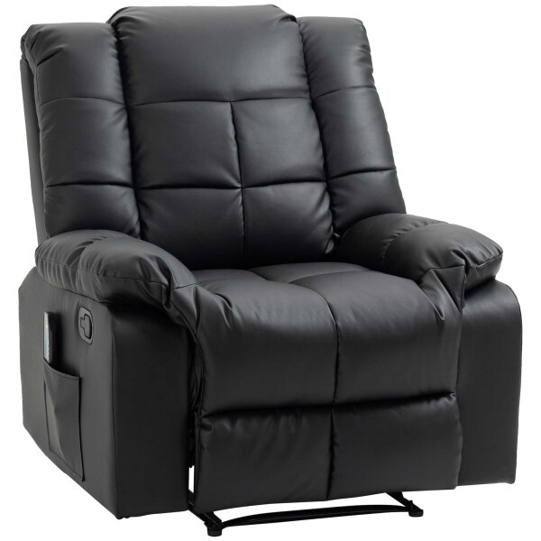 Massagesessel, Relaxsessel, 8 Vibrationspunkte, Liegefunktion, Kunstleder, schwarz, 94x99x99cm