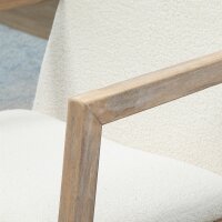Schaukelstuhl mit Holzrahmen gepolstert Relax Stuhl Sessel Stuhl Wohnzimmersessel Lounge mit gepolsterter Sitzfläche Kautschukholz Cremeweiß 60 x 81 x 71 cm