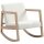 Schaukelstuhl mit Holzrahmen gepolstert Relax Stuhl Sessel Stuhl Wohnzimmersessel Lounge mit gepolsterter Sitzfläche Kautschukholz Cremeweiß 60 x 81 x 71 cm