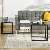 2er-Set Beistelltische, modernes Design, stapelbar, Glastisch, Schwarz