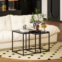 2er-Set Beistelltische, modernes Design, stapelbar, Glastisch, Schwarz