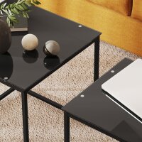 2er-Set Beistelltische, modernes Design, stapelbar, Glastisch, Schwarz
