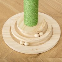 Katzen Kratzbaum Kaktus Katzenbaum Kiefernholz Sisal Seil Kratzstamm mit Holzkugel-Katzenspielzeug für Katzen 60 cm Hoch Grün+Natur
