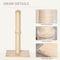 Kratzstamm für Katzen Kratzsäule aus Sisal stabiler Kratzbaum Kratz Spielzeug Katze mit Ball 60 cm Spanplatte Sisal Beige+Eiche 34 x 34 x 60 cm