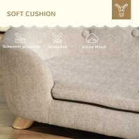 Haustiersofa Hundematte Hundebett Hundesofa Hundecouch Katzen Sofa mit Kissen Rückentasche Plüsch Schaumstoff Kiefernholz Cremeweiß 70 x 47 x 30 cm
